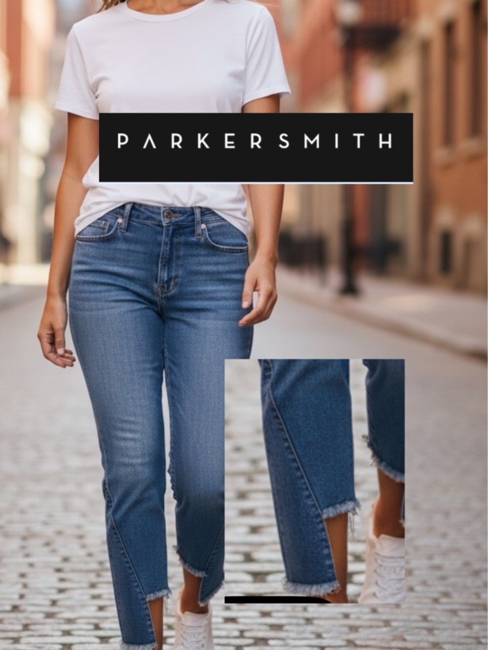 Parker Smith Angled Seam Frey hem jeans, 27, CB2797